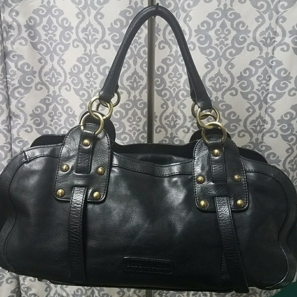 BCBG Maxazria black leather satchel handbag